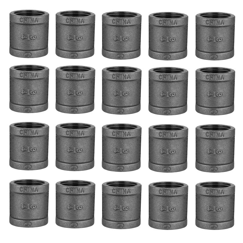 Home TZH 3/4" Pipe Fitting Coupling, 20 Pack Malleable Iron Cast Pipe Coupling for Steam-punk Vintage Shelf Bracket DIY Plumbing Pipe Decor Furniture (20, 3/4") - Image 1